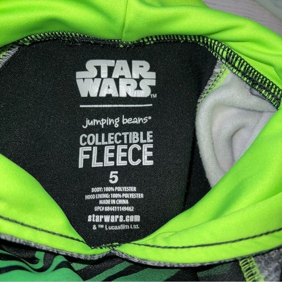 Star Wars Jumping Beans Collectible Fleece Hoodie Size 5 Gray Black Green - Picture 4 of 4
